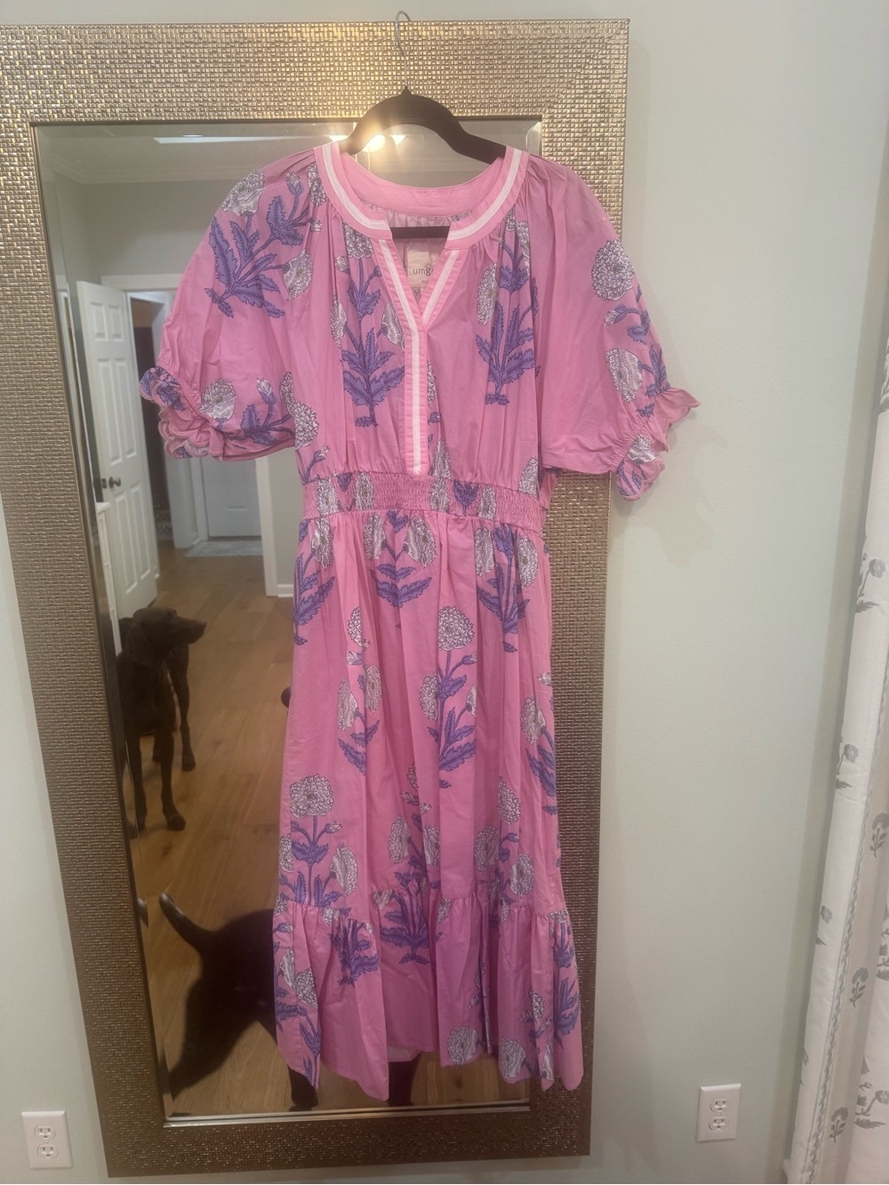 Umgee Pink Midi Dress with Purple Floral Print